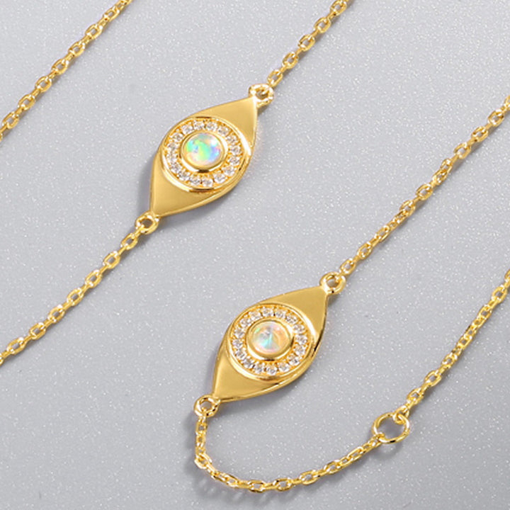 Opal Evil Eye Station Necklace