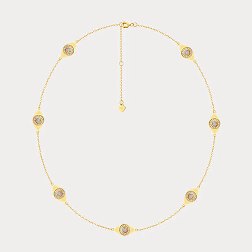 Opal Evil Eye Station Necklace