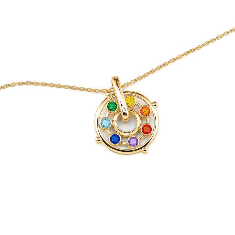 Rotatable Energy Healing Chakra Necklace Sterling Silver