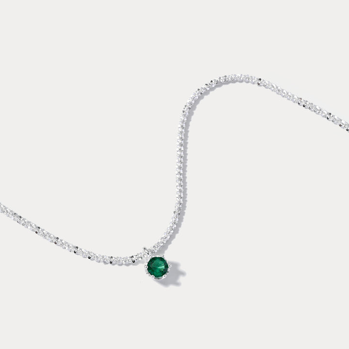 Silver Emerald Anklet