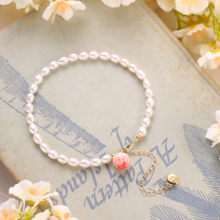 Peach Pearl Anklet