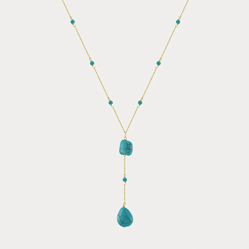 Turquoise Cascade Y Necklace