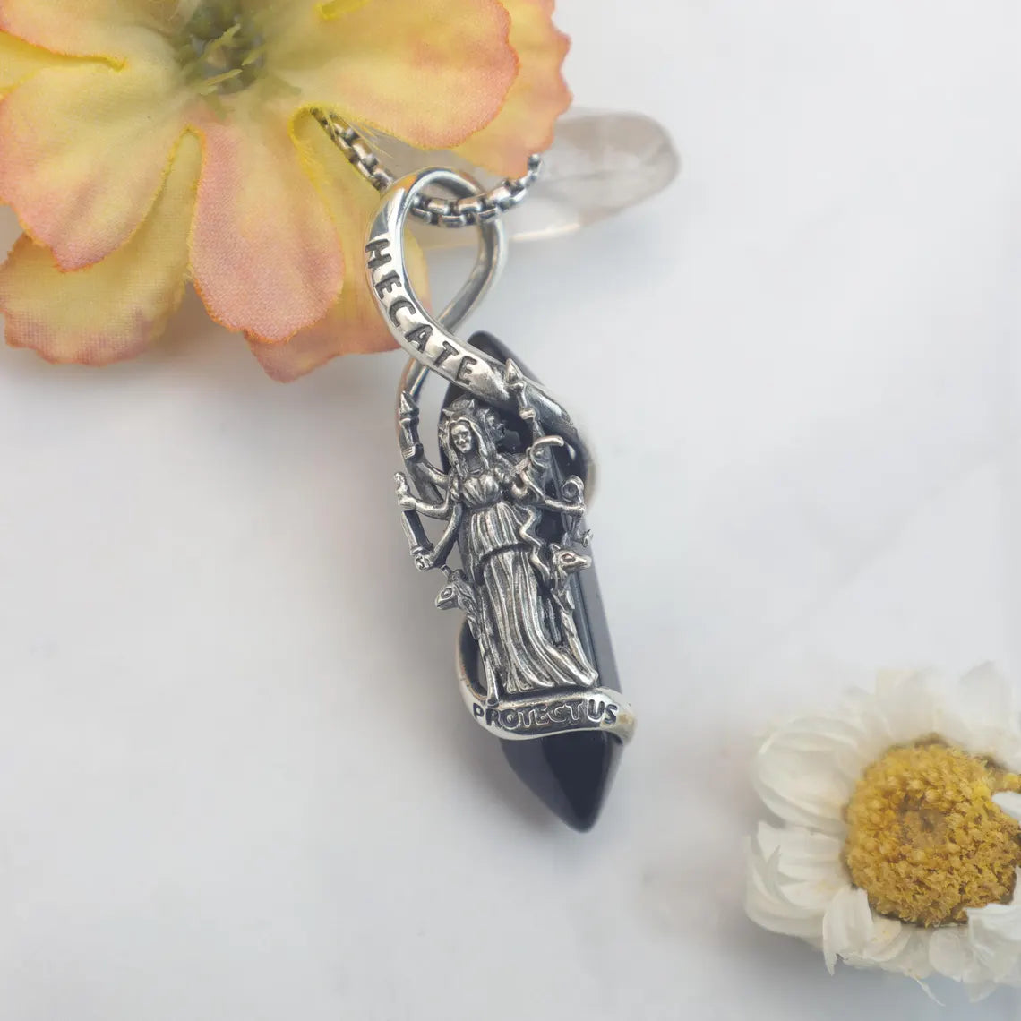 🔥Last 3 Days: 66% OFF🔥Hecate Obsidian Necklace – 925 Sterling Silver Witchcraft Amulet