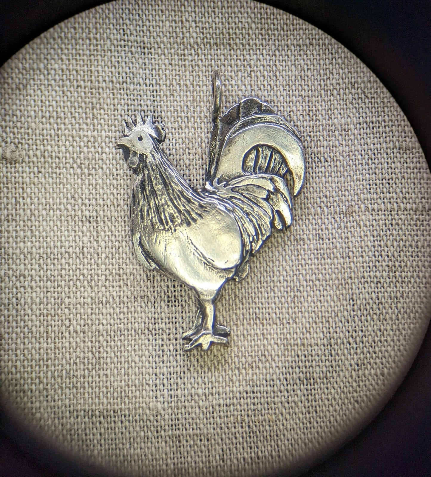 Hand Carved S925 Silver Standing Rooster Necklace