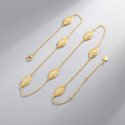 Opal Evil Eye Station Necklace