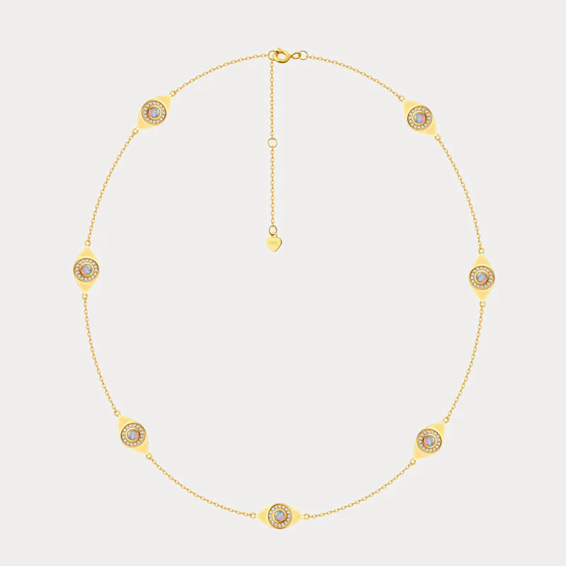 Opal Evil Eye Station Necklace