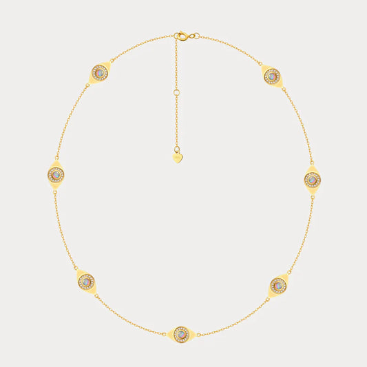 Opal Evil Eye Station Necklace