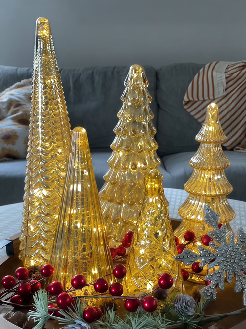 🎄Set of 5 IlluminatedMercury Glass Trees🎄