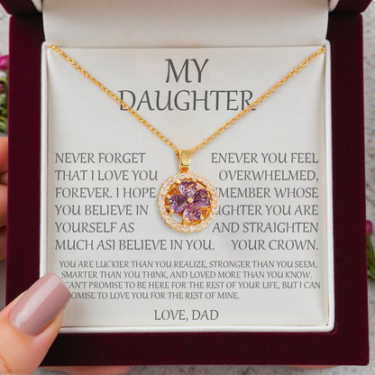🔥 Last  Day 50% OFF 🔥 To My Daughter -Rotating Amethyst Clover Necklace