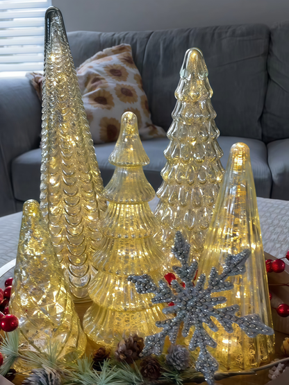 🎄Set of 5 IlluminatedMercury Glass Trees🎄
