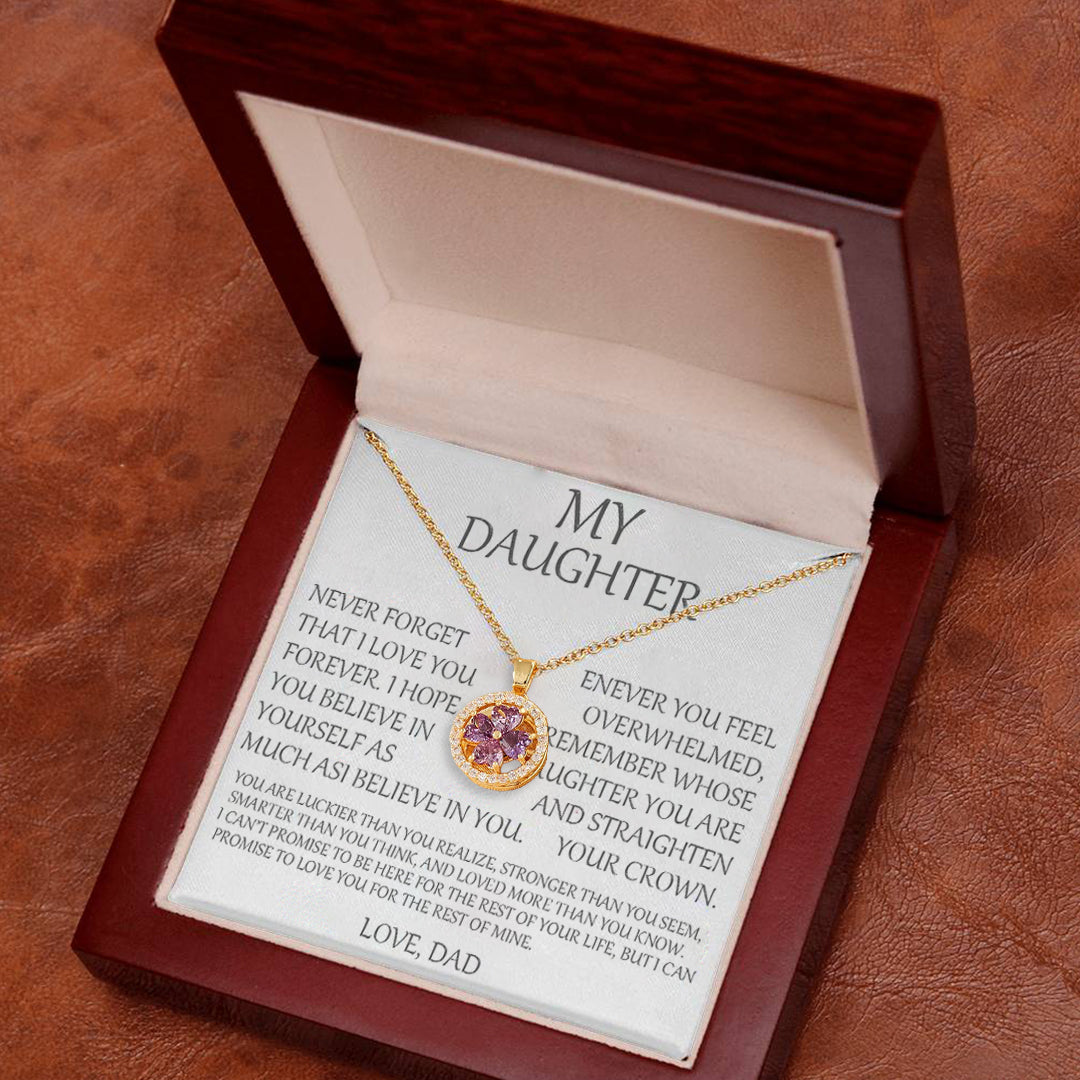 🔥 Last  Day 50% OFF 🔥 To My Daughter -Rotating Amethyst Clover Necklace