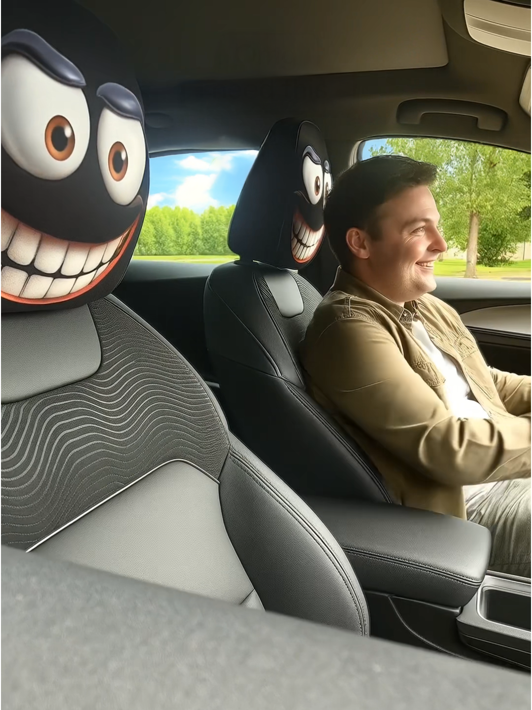 😆Funny Cartoon Car Headrest Covers🚗