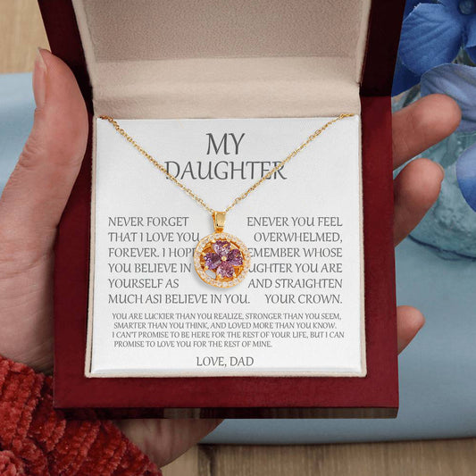 🔥 Last  Day 50% OFF 🔥 To My Daughter -Rotating Amethyst Clover Necklace