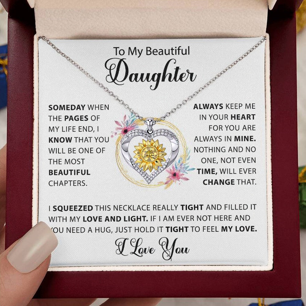 🔥Last Day 51% OFF🔥To My Daughter- Sunflower Heart Necklace