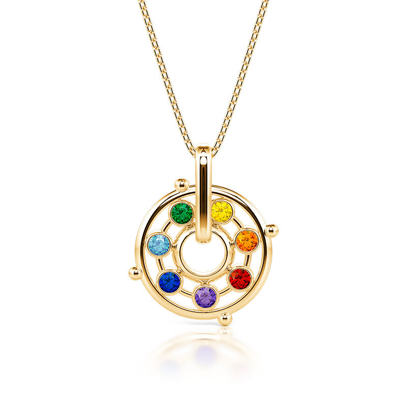 Rotatable Energy Healing Chakra Necklace Sterling Silver
