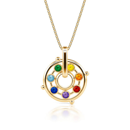 Rotatable Energy Healing Chakra Necklace Sterling Silver