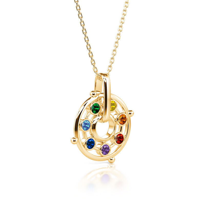 Rotatable Energy Healing Chakra Necklace Sterling Silver