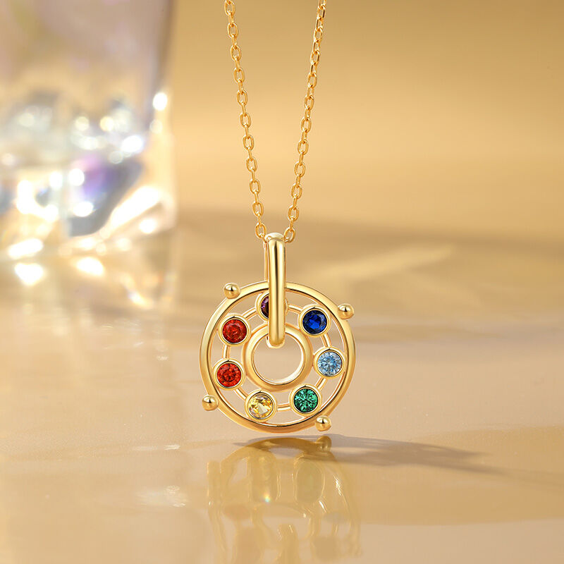 Rotatable Energy Healing Chakra Necklace Sterling Silver