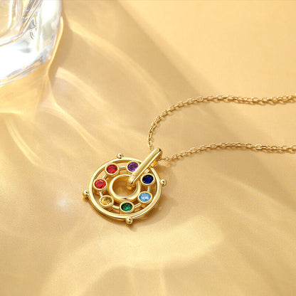 Rotatable Energy Healing Chakra Necklace Sterling Silver