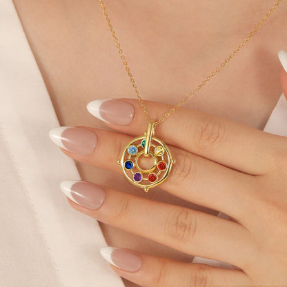 Rotatable Energy Healing Chakra Necklace Sterling Silver