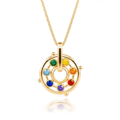 Rotatable Energy Healing Chakra Necklace Sterling Silver