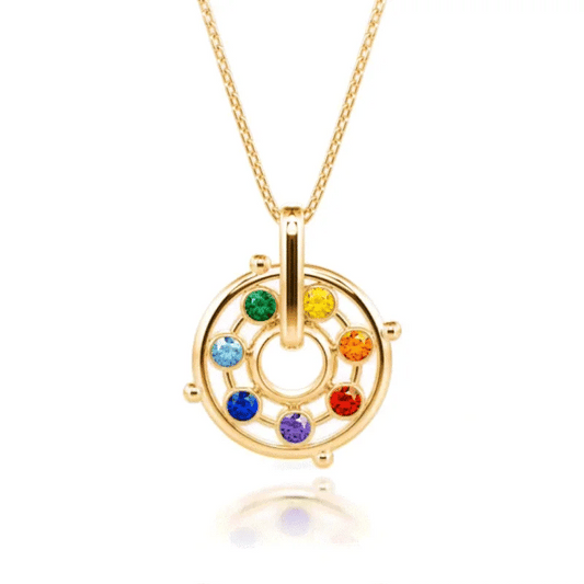 Rotatable Energy Healing Chakra Necklace Sterling Silver