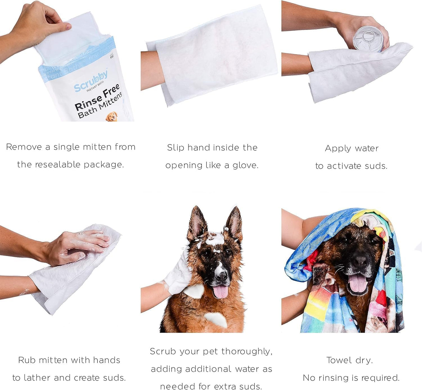 Rinse Free Shampoo Mittens for Pets