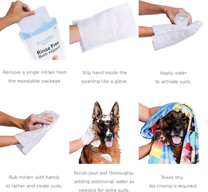 Rinse Free Shampoo Mittens for Pets
