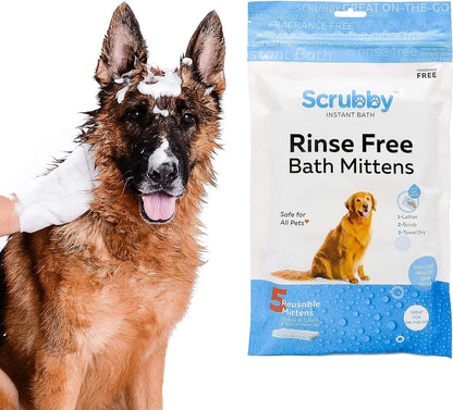 Rinse Free Shampoo Mittens for Pets
