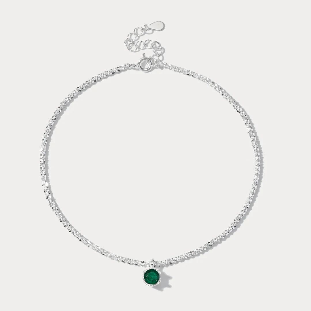 Silver Emerald Anklet