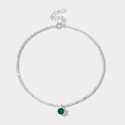 Silver Emerald Anklet