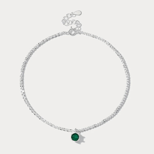 Silver Emerald Anklet