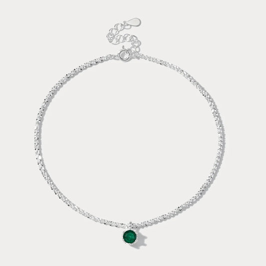 Silver Emerald Anklet