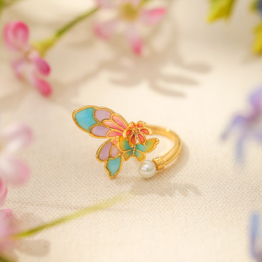Enamel Butterfly Ring