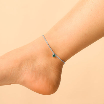 Silver Emerald Anklet