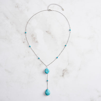 Turquoise Cascade Y Necklace