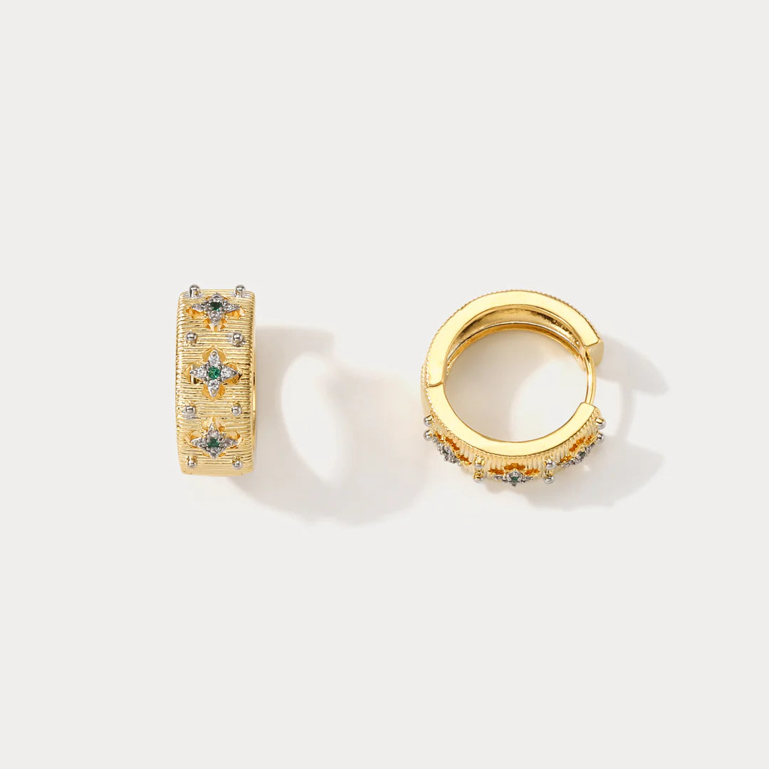 Cross Flower Hoop Earrings