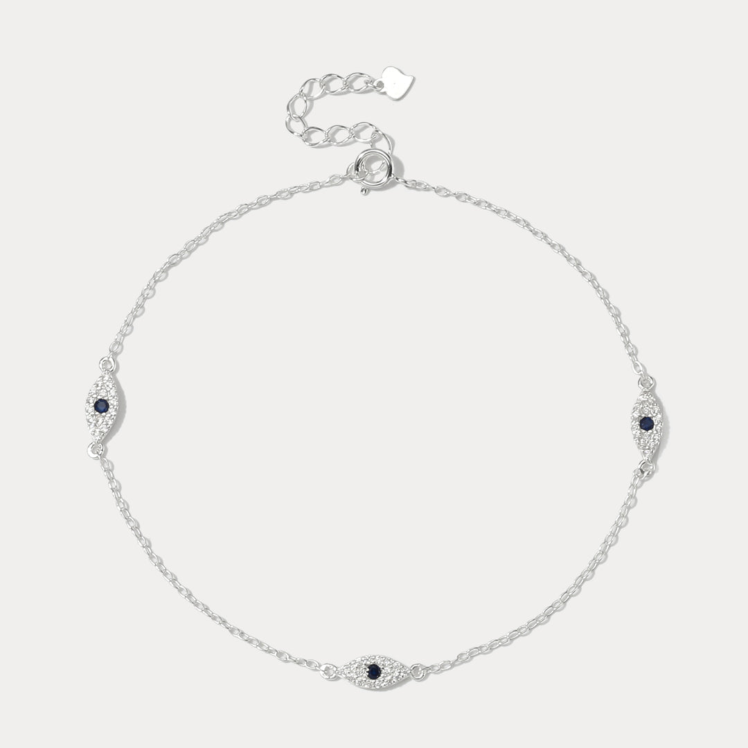 Silver Evil Eye Anklet
