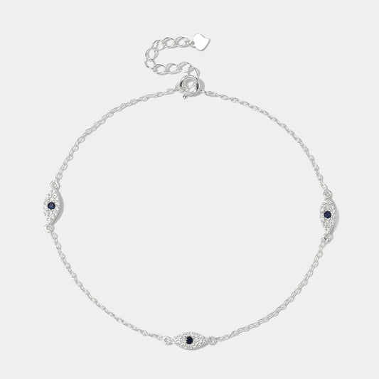 Silver Evil Eye Anklet
