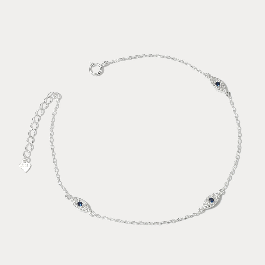 Silver Evil Eye Anklet