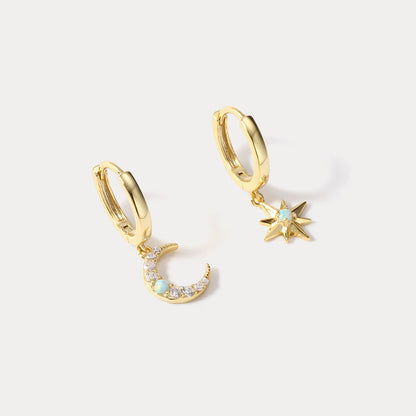 Opal Moon Star Earrings