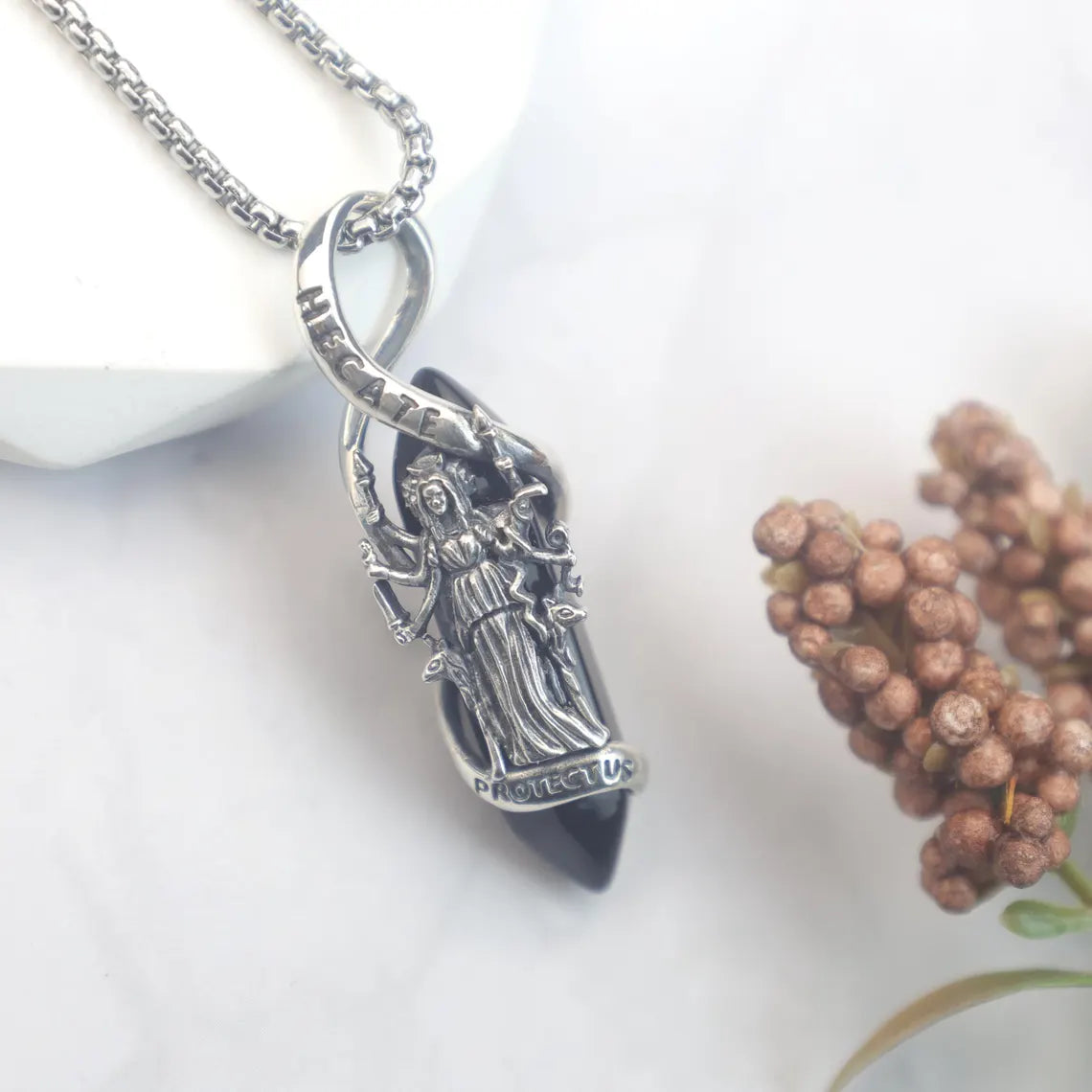 🔥Last 3 Days: 66% OFF🔥Hecate Obsidian Necklace – 925 Sterling Silver Witchcraft Amulet