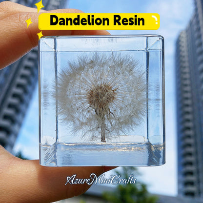 Real Handpicked Dandelion Resin Cube 🌼 Paperweight Christmas Gift