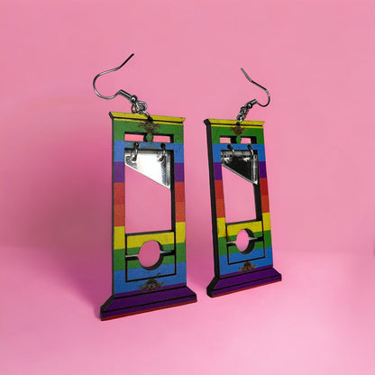 Pride Rainbow Guillotine Dangle Earrings