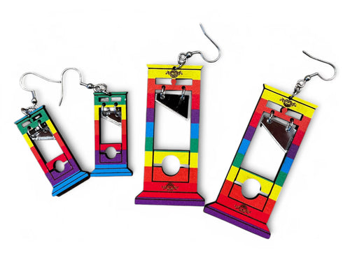 Pride Rainbow Guillotine Dangle Earrings
