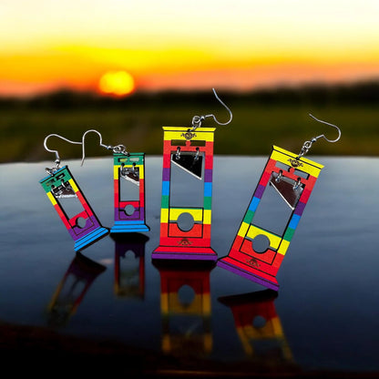 Pride Rainbow Guillotine Dangle Earrings