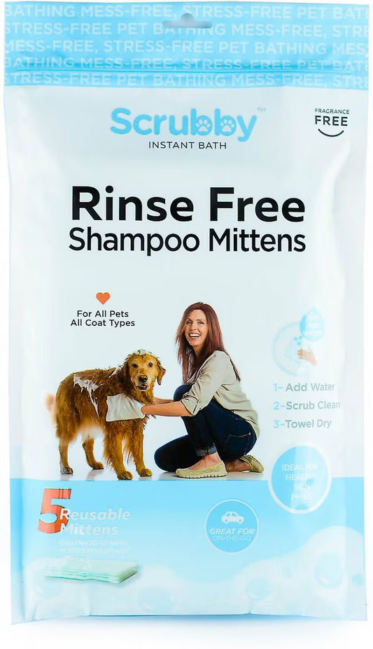 Rinse Free Shampoo Mittens for Pets