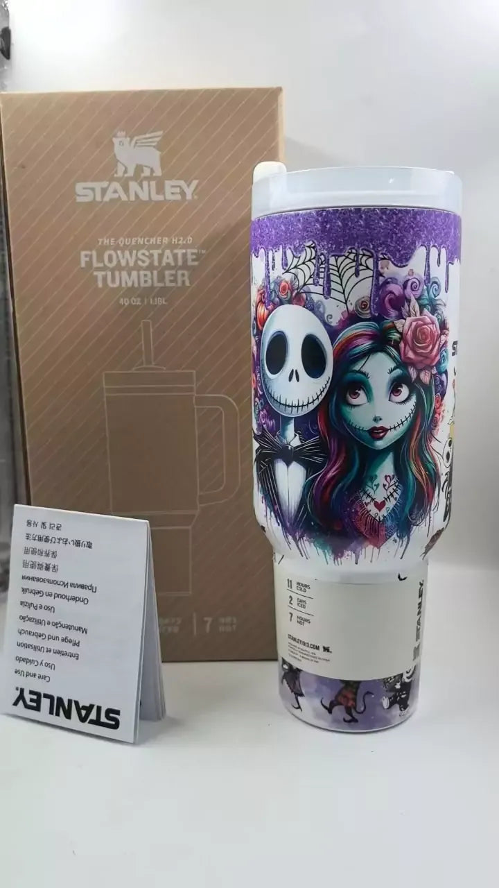 🎁 The Ultimate Halloween Gift: Sally x Jack Skellington 40oz Tumbler 💀✨