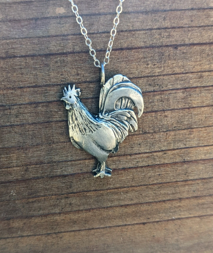 Hand Carved Sterling Silver Sitting Pig Necklace 